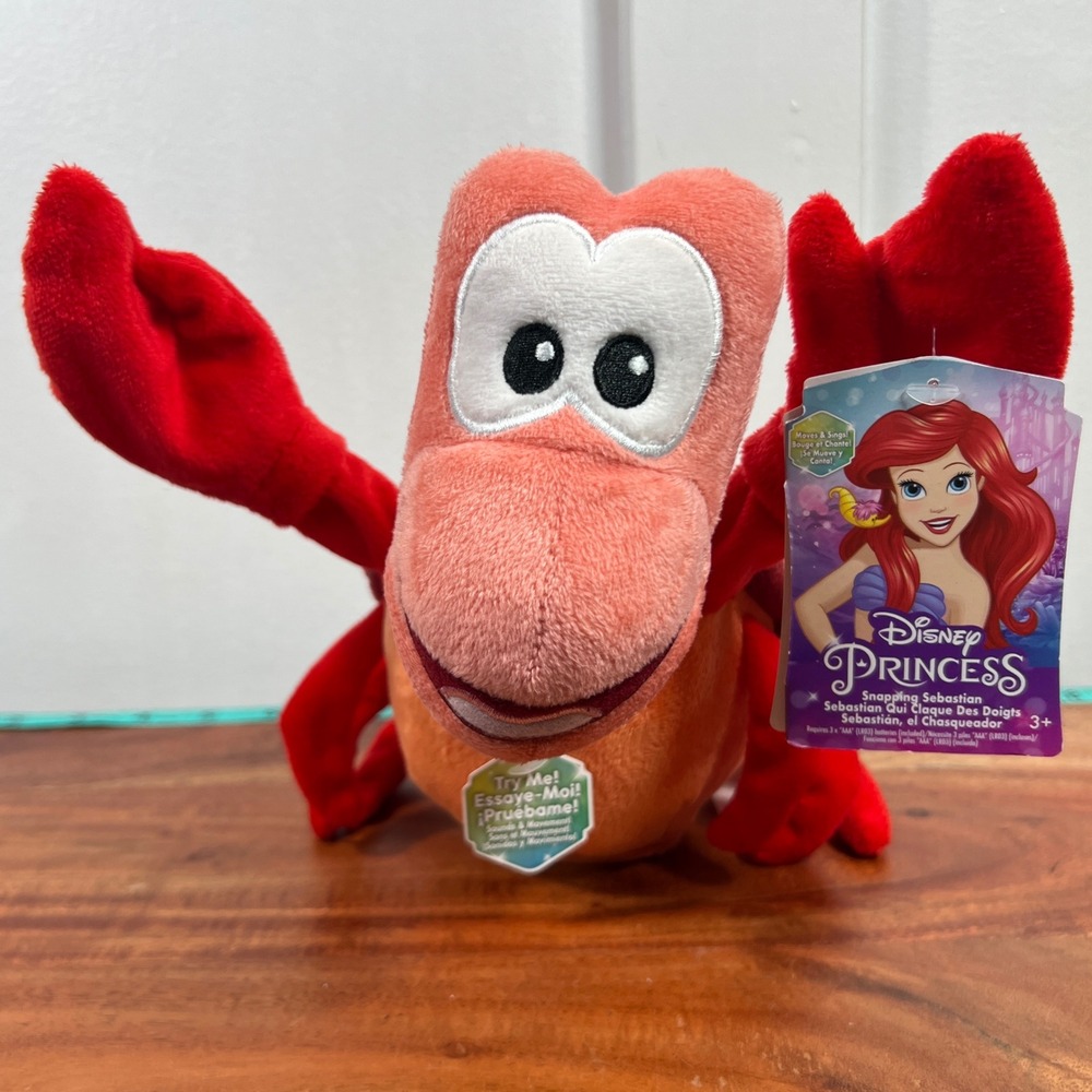 Disney Princess Snapping Sebastian Singing Moving Plush Toy Just Play Works